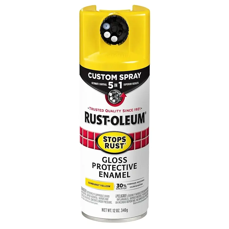 Stops Rust Custom Spray 5-in-1 Spray Paint, Gloss Sunburst Yellow, 12 Oz.