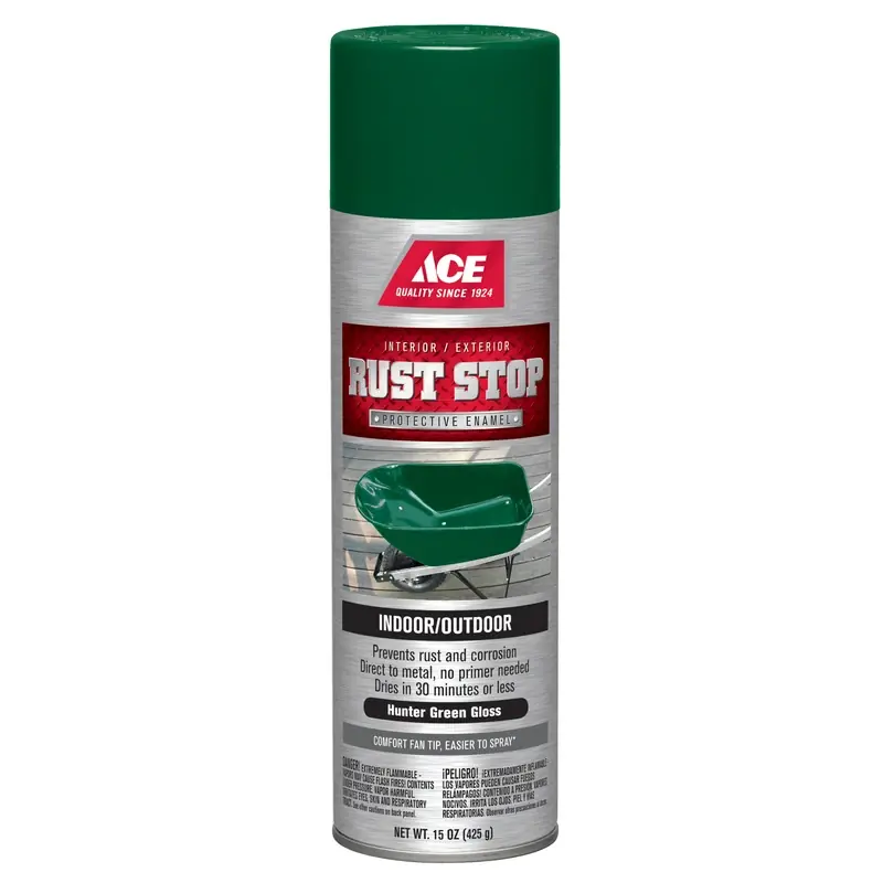 Rust Stop Satin Hunter Green Protective Enamel Spray Paint 15 Oz - Fast Drying