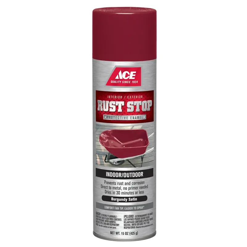 Rust Stop Satin Burgundy Protective Enamel Spray Paint 15 Oz - Fast Drying, Durable Finish