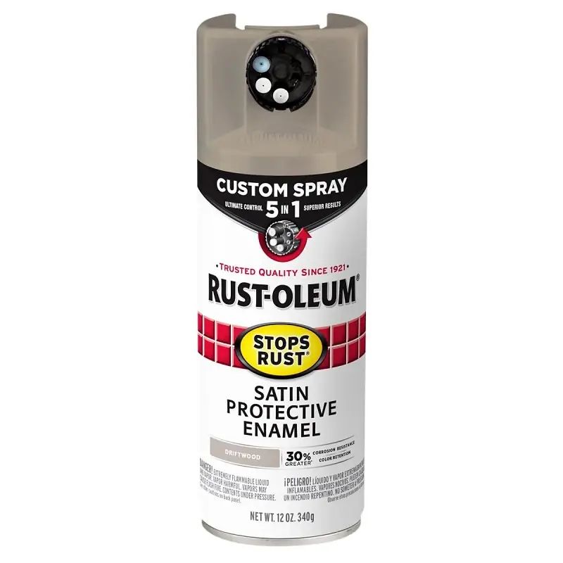 Stops Rust Custom Spray 5-in-1 Spray Paint, Satin Driftwood, 12 Oz.