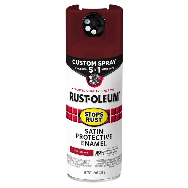 Stops Rust Custom Spray 5-in-1 Spray Paint, Satin Heritage Red, 12 Oz.