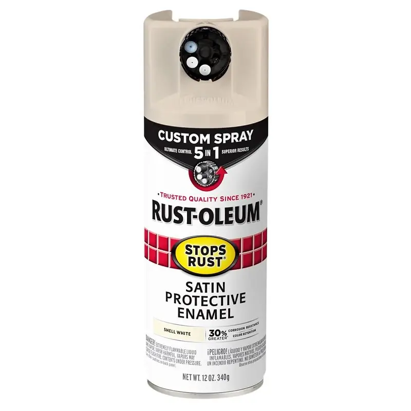 Stops Rust Custom Spray 5-in-1 Spray Paint, Satin Shell White, 12 Oz.