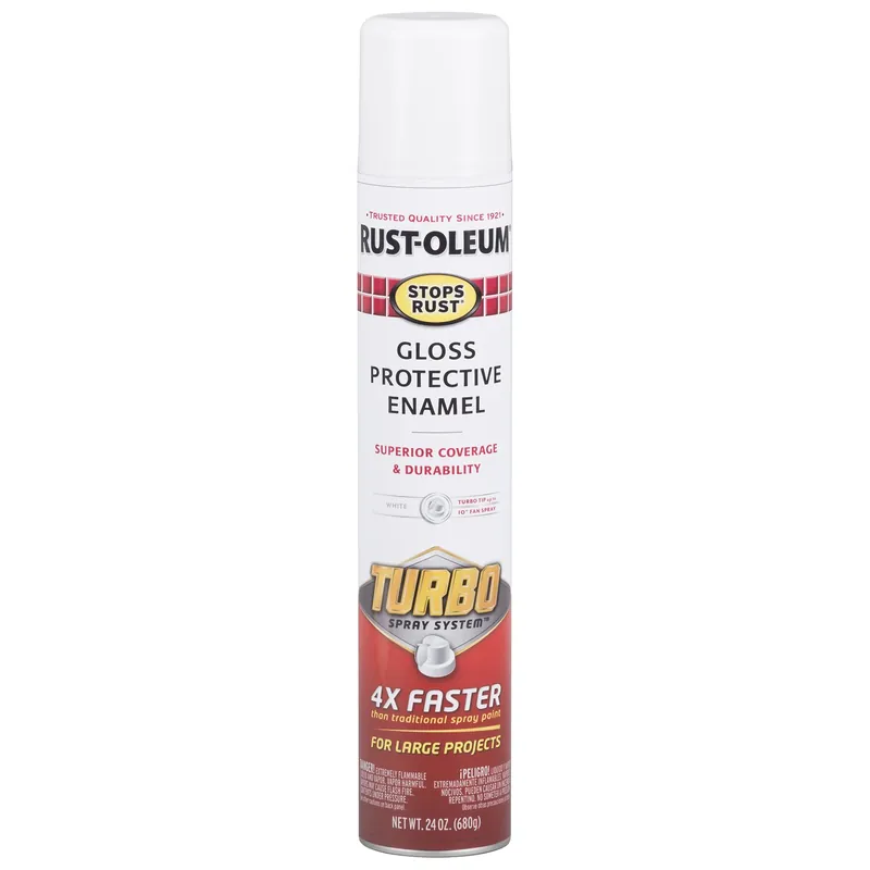 Stops Rust Turbo Spray Paint, Gloss White, 24-oz.