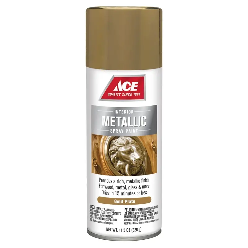 Metallic Gold Plate Spray Paint 11.5 Ounce - Fast Drying Indoor Finish