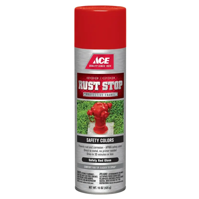Rust Stop Gloss Safety Red Protective Enamel Spray Paint 15 Oz - Superior Rust Protection