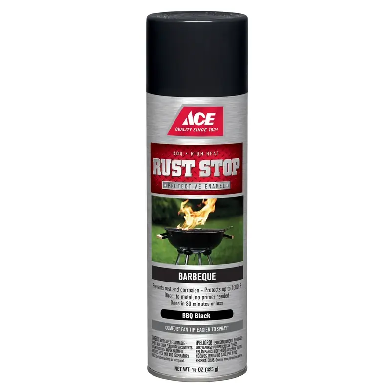 Rust Stop Barbeque Black Protective Enamel Spray Paint 15 Oz - High Heat Resistant