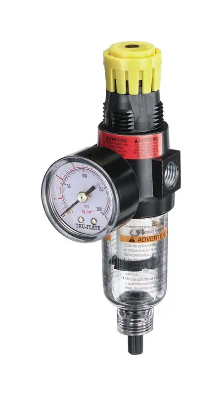 Tru-Flate Plastic Filter And Regulator With Gauge 1/4 In. NPT 150 Psi 1 Pc