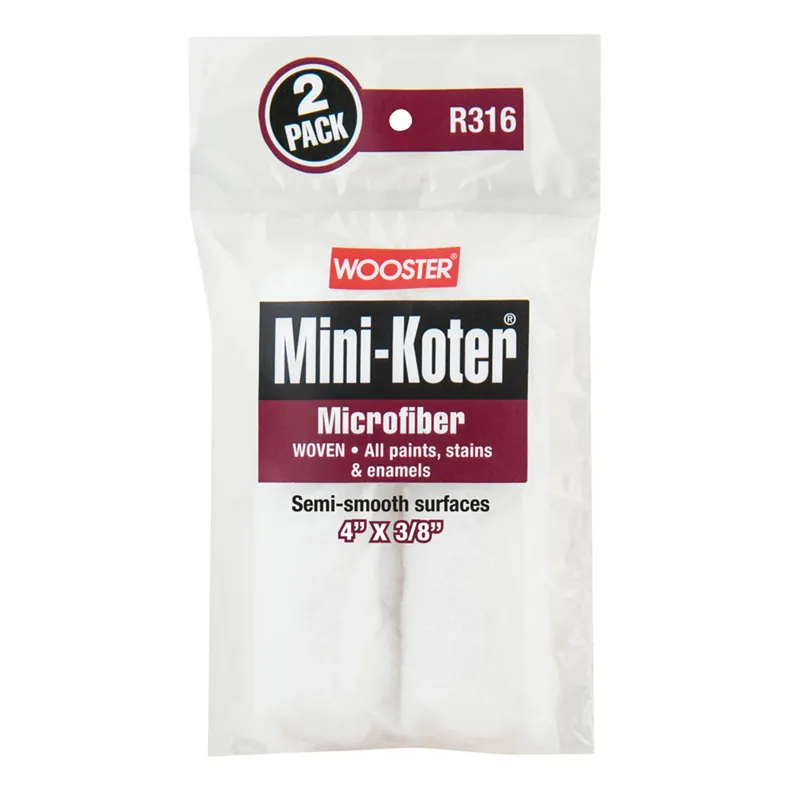 Wooster Mini-Koter Microfiber 4 In. W X 3/8 In. Mini Paint Roller Cover 2 Pk