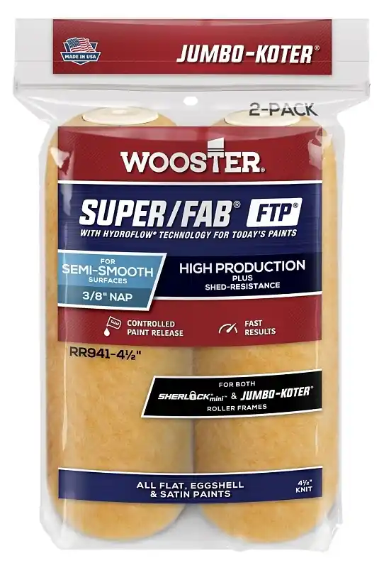 Wooster Super/Fab FTP Synthetic Blend 4-1/2 In. W X 3/8 In. Mini Paint Roller Cover 2 Pk