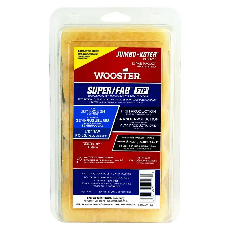 Wooster Super/FAB Fabric 4.5 In. W X 1/2 In. Jumbo Paint Roller Cover 10 Pk