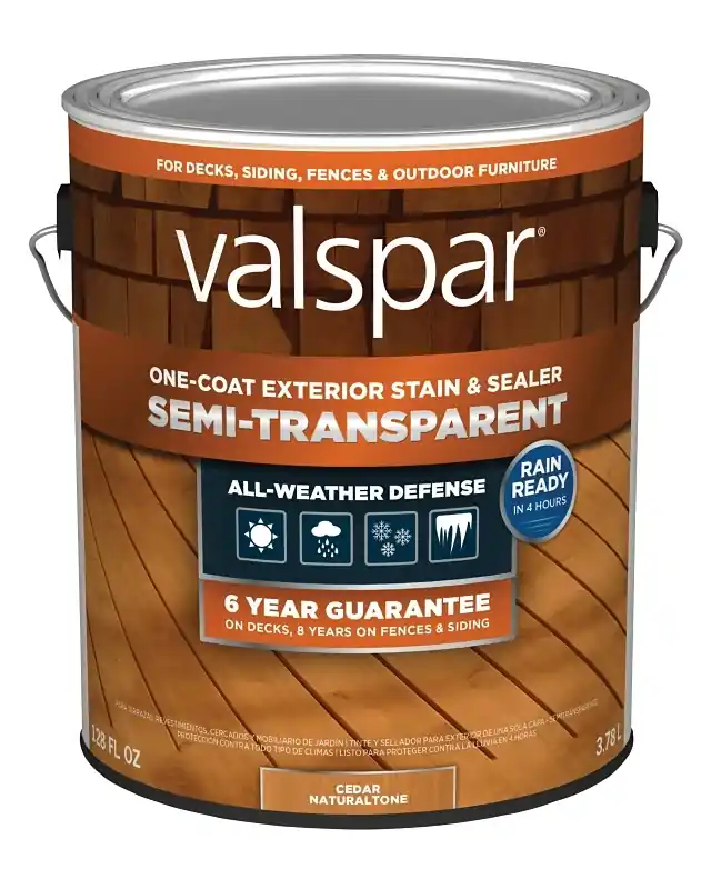 One-Coat Semi-Transparent Stain & Sealer, Cedar Natural Tone, 1 Gallon