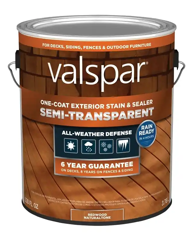 One-Coat Semi-Transparent Stain & Sealer, Redwood, 1 Gallon