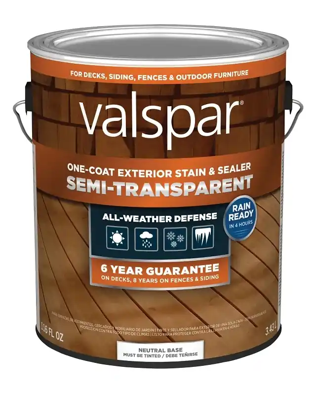 One-Coat Semi-Transparent Stain & Sealer, Neutral Base, 1 Gallon