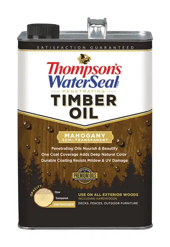 Penetrating Timber Oil, Exterior Wood Protector, Mahogany, Semi-Transparent, 1-Gallon
