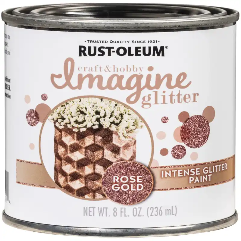 Rust-Oleum Imagine Glitter Rose Gold Water-Based Glitter Paint Interior 8 Oz