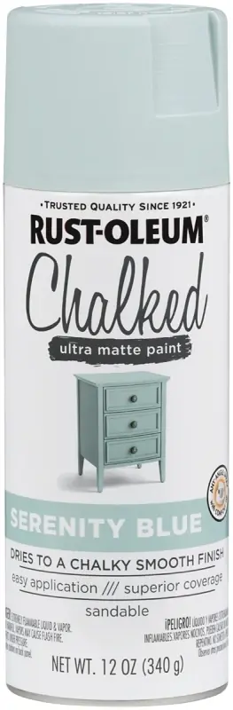 Chalked 1-Coat Spray Paint, Ultra Matte Serenity Blue, 12-oz.