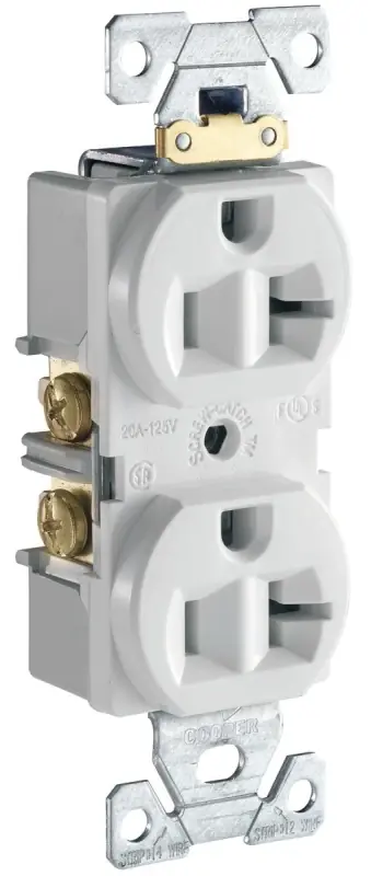 Cr20w Duplex Receptacle, 20 Amp, 125 Volt, Nema 5-20r, White