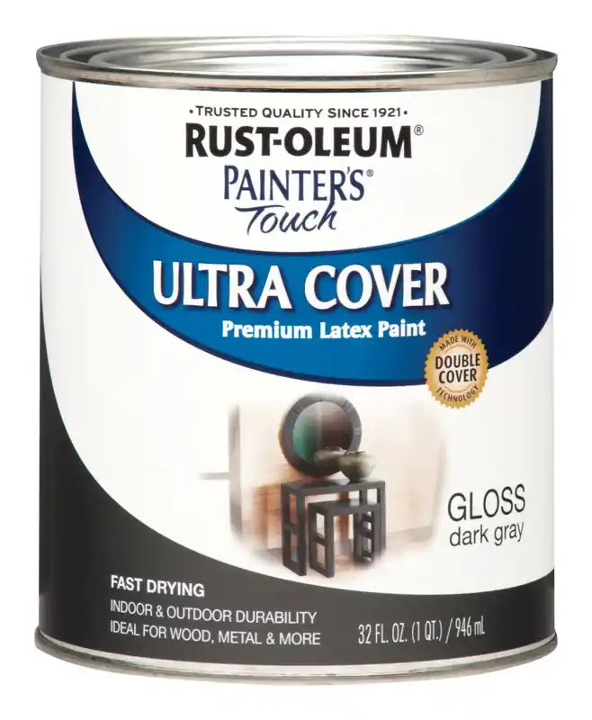 Painter‘s Touch Ultra Cover Latex Paint, Dark Gray Gloss, Qt.