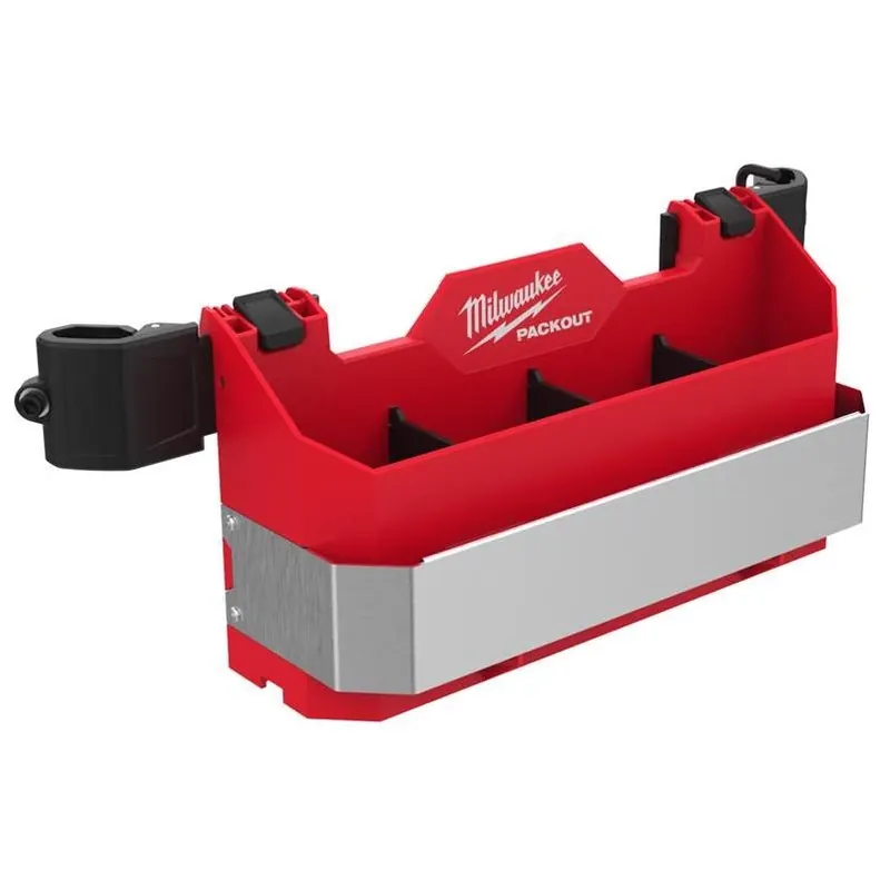 Milwaukee PACKOUT 48-22-8602 4‑Compartment Tool Caddy – Heavy‑Duty Polypropylene Organizer (Black/Red)