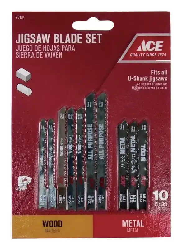 Ace High Carbon Steel Universal Jig Saw Blade Set 10 Pk