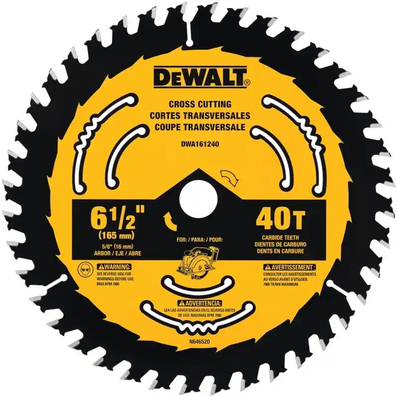 6-1/2 In. Tungsten Carbide Tipped Circular Saw Blade, 40 Teeth, 5/8 In. Arbor