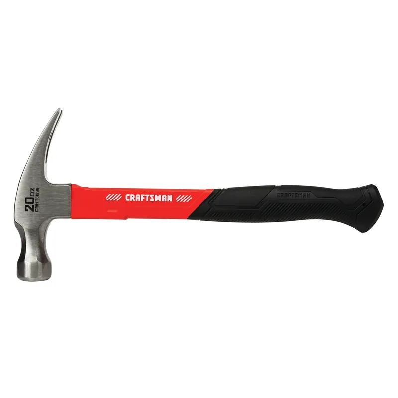 20 Oz Smooth Face Claw Hammer 12.75 In. Fiberglass Handle With Ergonomic Grip