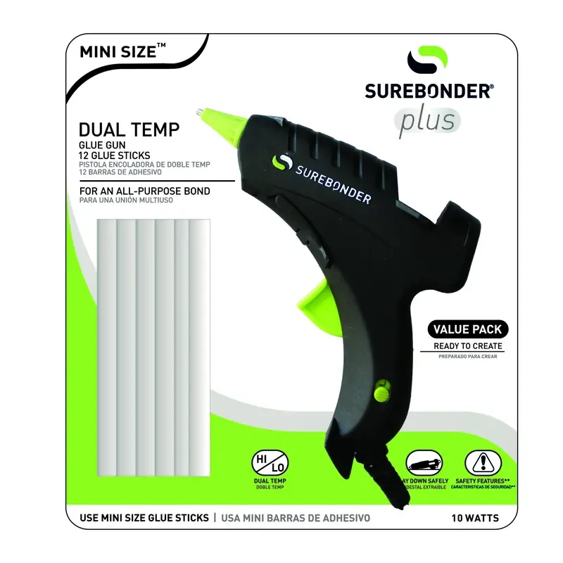 Mini Glue Gun Kit, Dual-Temp, 10-Watt