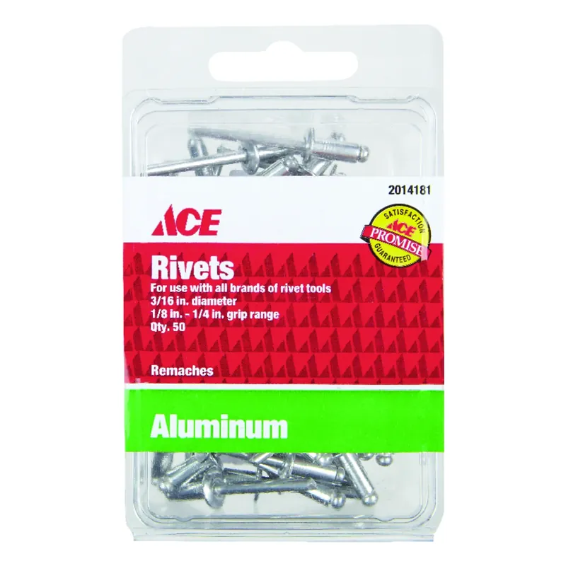 Ace 3/16 In. Dia. X 1/4 In. Aluminum Rivets Silver 50 Pk