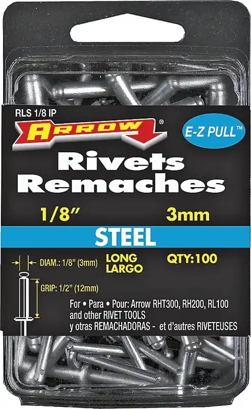Arrow 1/8 In. D X 1/2 In. Steel Rivets Silver 100 Pk
