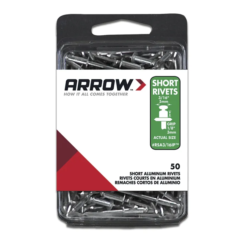 Arrow 3/16 In. D X 1/8 In. Aluminum Short Rivets Silver 50 Pk