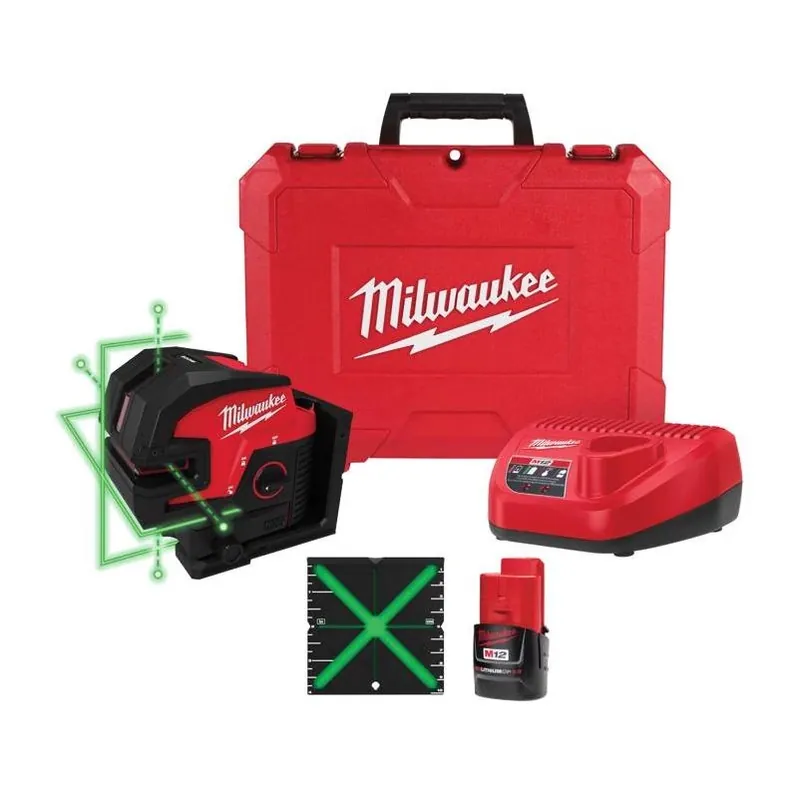 Milwaukee M12 2‑Beam Self‑Leveling Cross‑Line Laser Kit – 165‑ft Range, Red