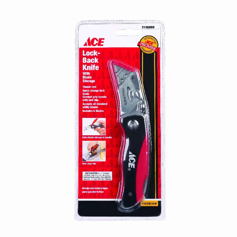 Ace Lock-back Utility Knife Black/Red