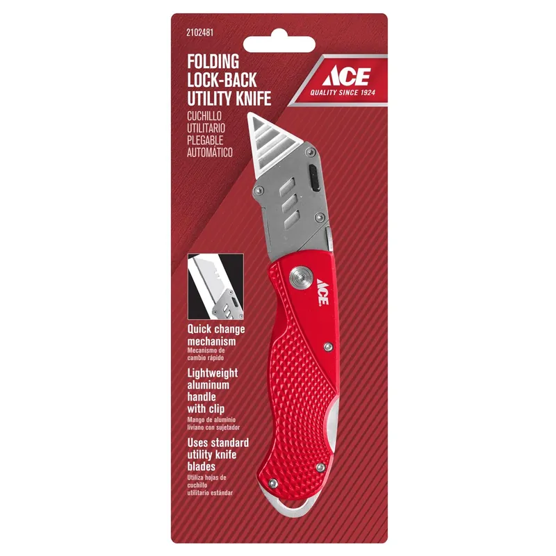 Ace Folding Lock-back Knife Red
