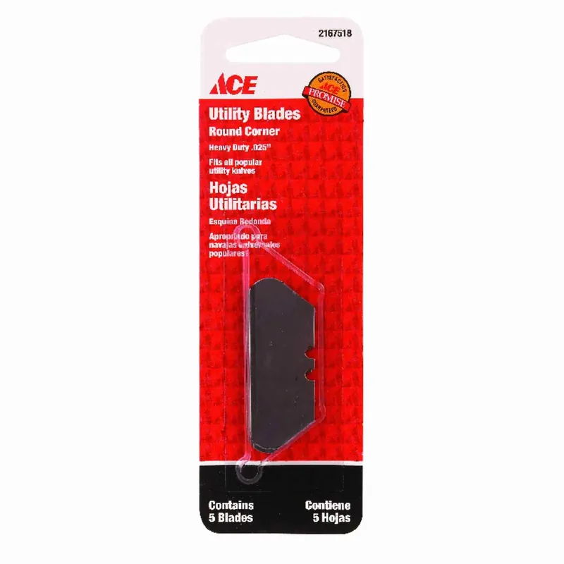 Ace Round Corner 0.025 In. Carbon Steel Heavy Duty Replacement Blade 5 Pk