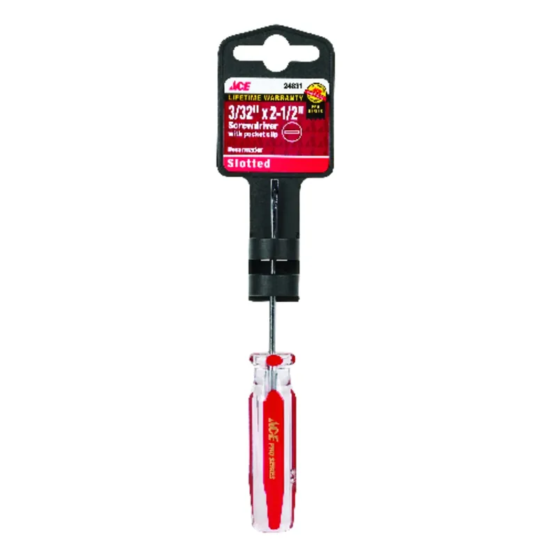 3/32 In. X 2-1/2 In. Slotted Pocket Clip Screwdriver - Durable Steel Handle