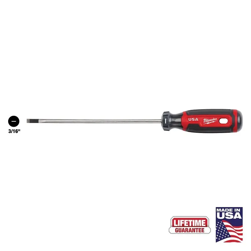 Milwaukee Made In USA Cushion Grip 3/16 In. X 6 In. L Cabinet Made In USA Screwdriver 1 Pk