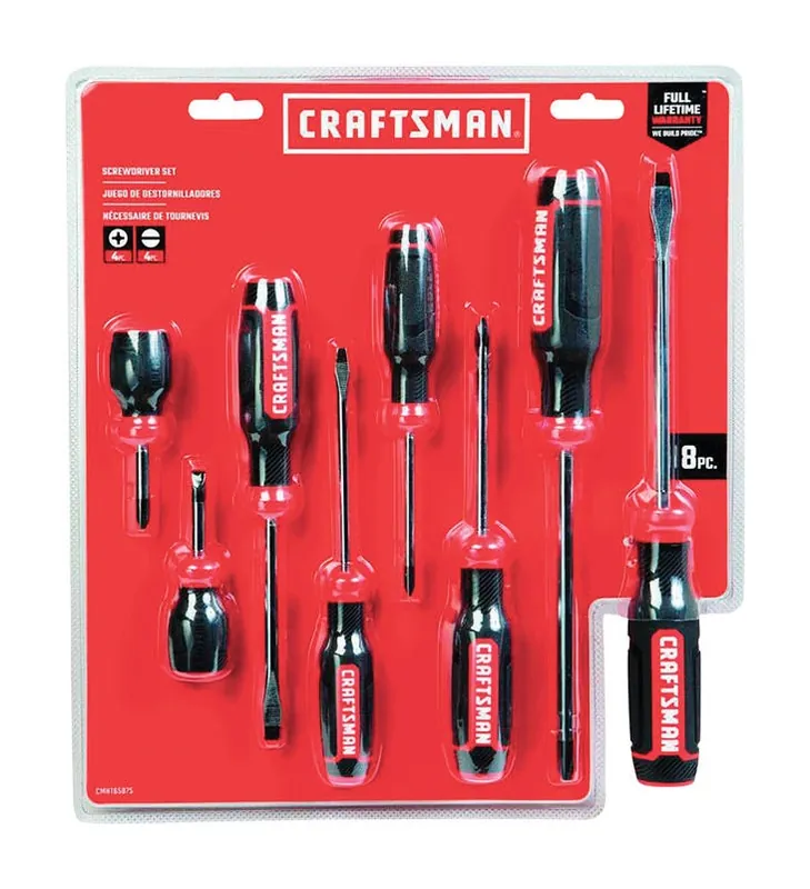 Craftsman 8‑Piece Drop‑Forged Multi‑Bit Screwdriver Set – Phillips & Slotted, 8‑in. Ergonomic Handle