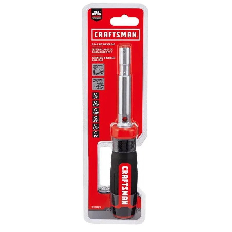 Craftsman 6-in-1 SAE Nut Driver With Magnetic Tip – Black/Red