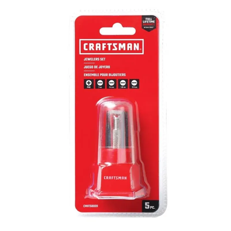 Craftsman 5‑Piece Red Jewelers Multi‑Bit Screwdriver Set – 5.8″ Compact Precision Tools
