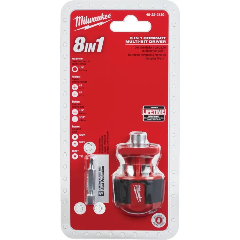 8-in-1 Compact Multi-bit Screwdriver With Removable Bit Holder