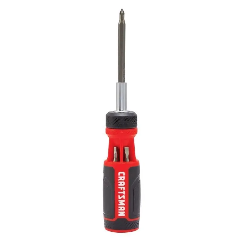 Craftsman 7‑Piece Push‑n‑Pick Ratcheting Multi‑Bit Screwdriver Set – 10.6 In., Black/Red
