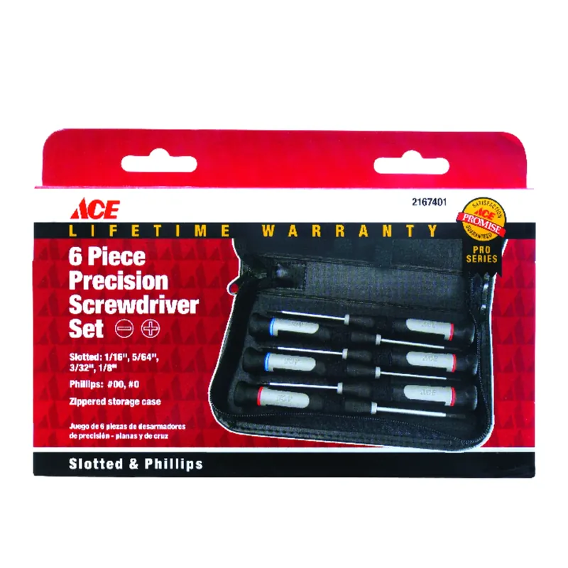 6 Piece Precision Screwdriver Set 10.35 In. With Chrome Plated Steel Handles