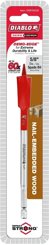 Diablo Demo Demon 5/8 In. X 6 In. L High Carbon Steel Nail-Embedded Wood Spade Bit Hex Shank 1 Pk
