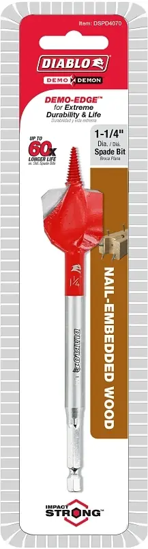 Diablo Demo Demon 1-1/4 In. X 6 In. L High Carbon Steel Nail-Embedded Wood Spade Bit Hex Shank 1 Pk