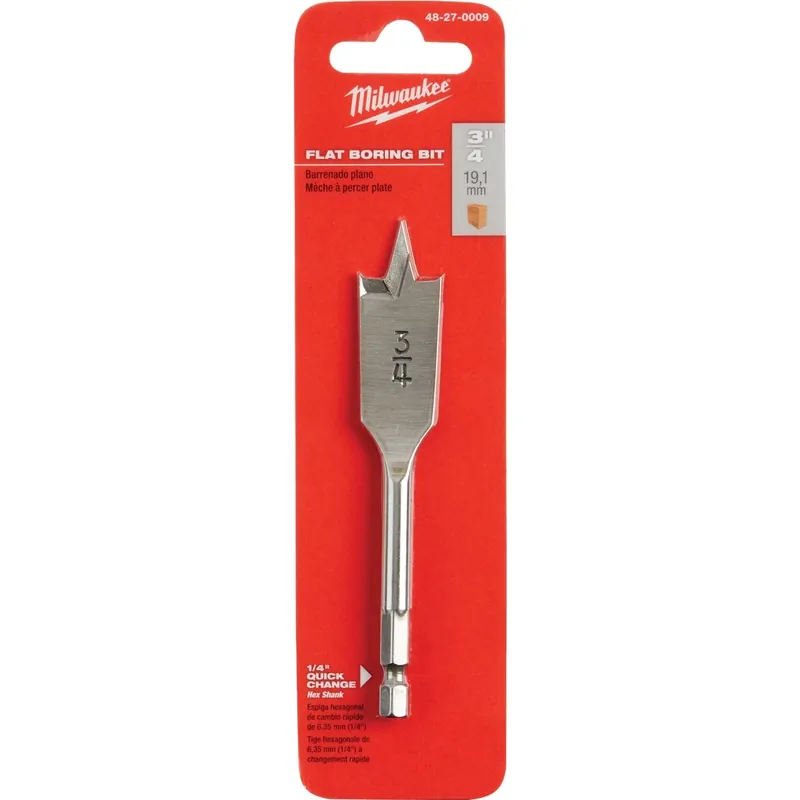 Milwaukee 4.5 In. L Carbon Steel Flat Boring Bit Hex Shank 1 Pk