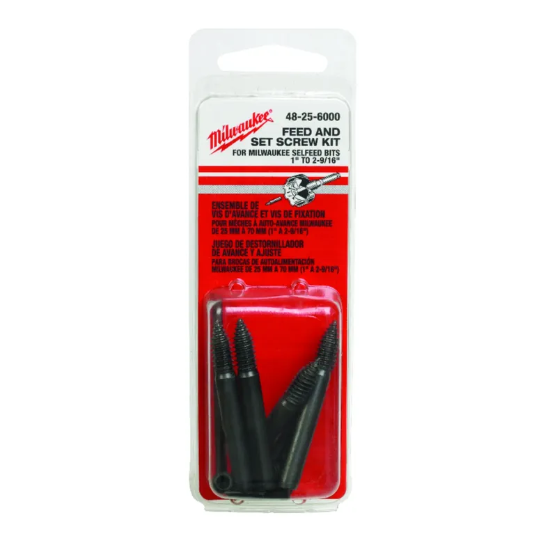 Milwaukee Switchblade Carbon Steel Feed And Set Screw Accessory Set Hex Shank 9 Pc