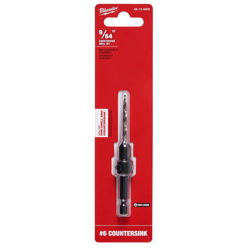 Milwaukee 9/64 In. X 7.755 In. L High Speed Steel Drill And Countersink Quick-Change Hex Shank 1 Pk