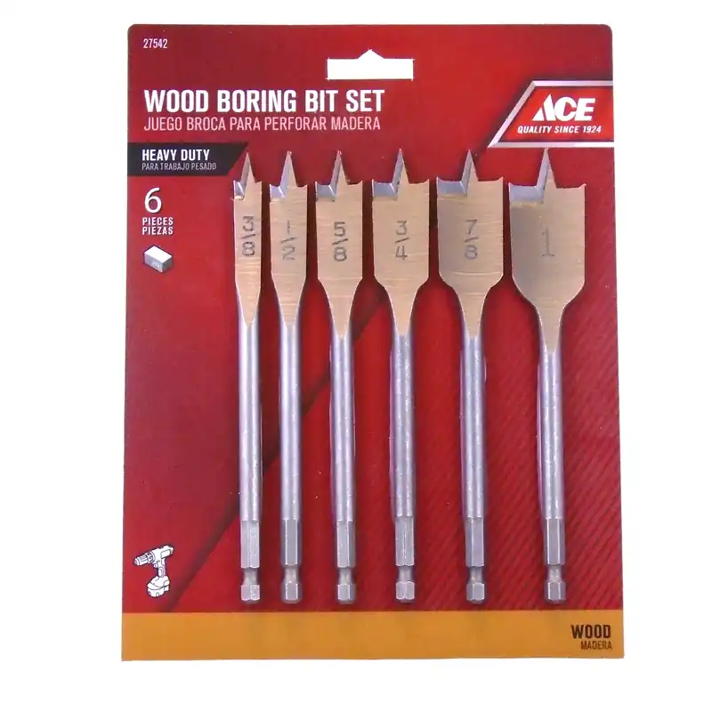 6 Inch Long Steel Wood Boring Bit Set With Quick-change Hex Shank - 6 Pieces
