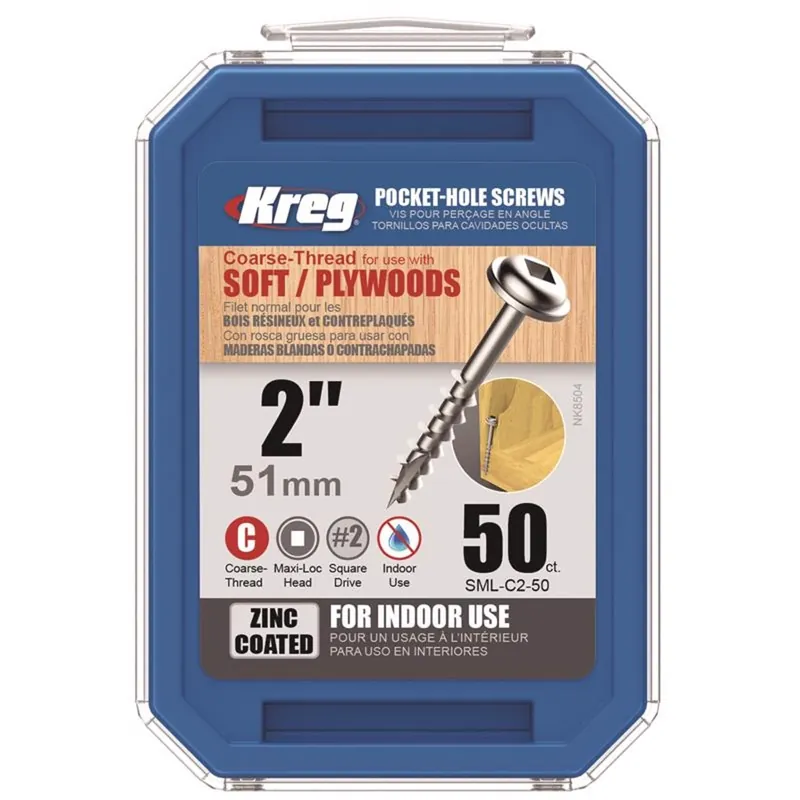 Kreg No. 8 X 2 In. L Square Zinc-Plated Coarse Pocket-Hole Screw 50 Pk