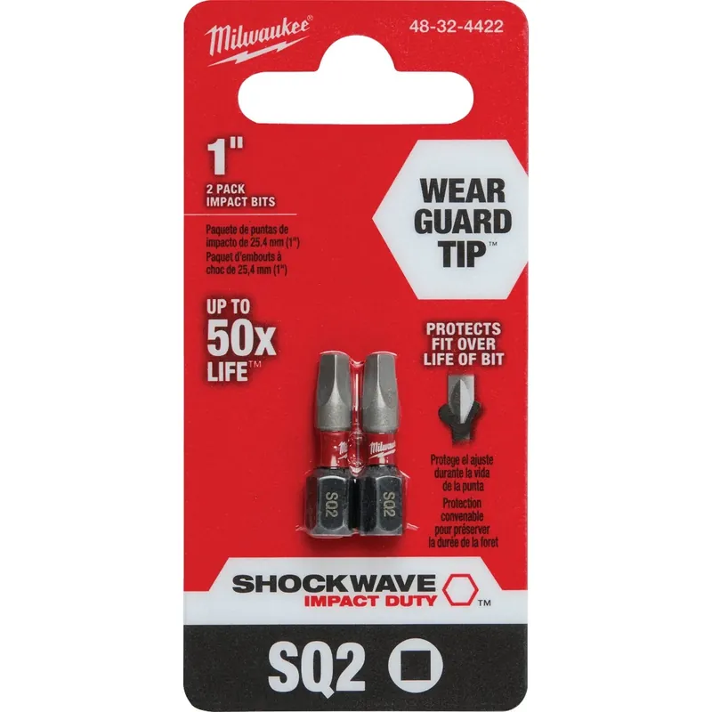 Milwaukee Shockwave Square 2 X 1 In. L Screwdriver Bit Steel 2 Pk